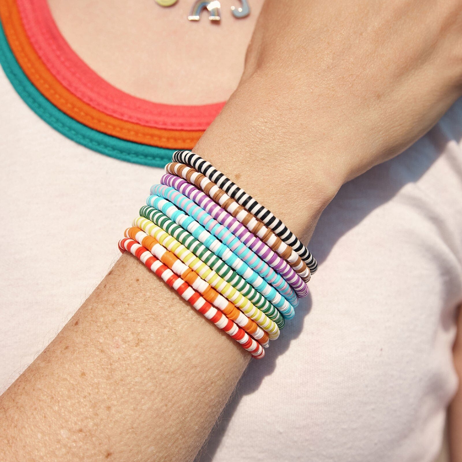 Rainbow Stretch Bracelet Set of 8