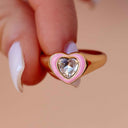 Stone & Enamel Heart Ring