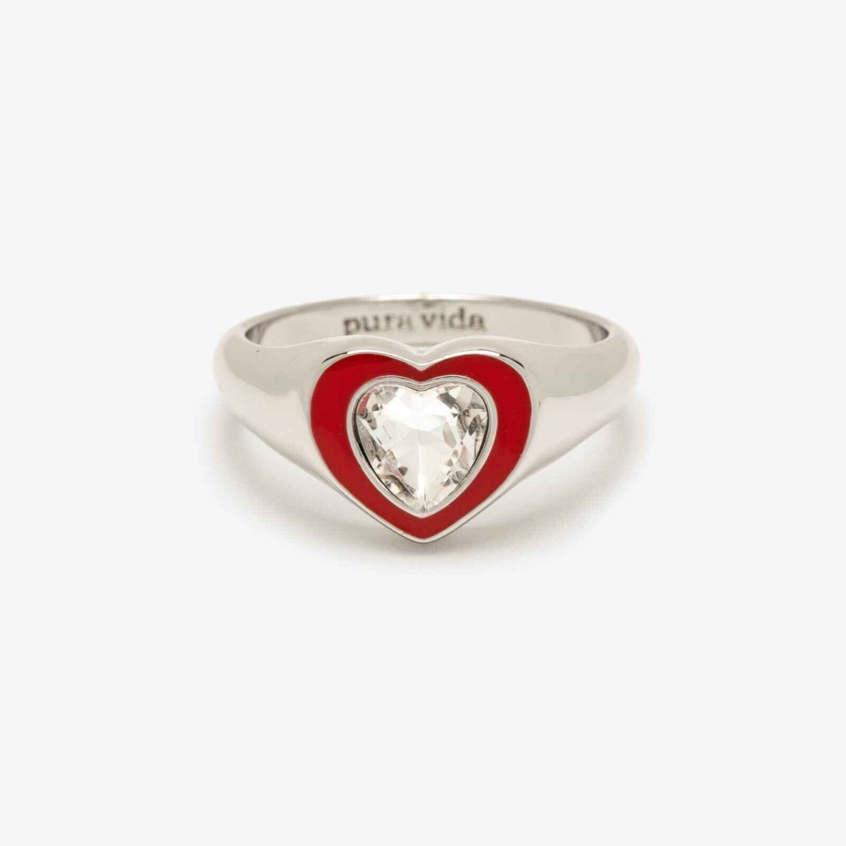 Stone & Enamel Heart Ring