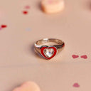 Stone & Enamel Heart Ring