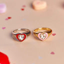 Stone & Enamel Heart Ring