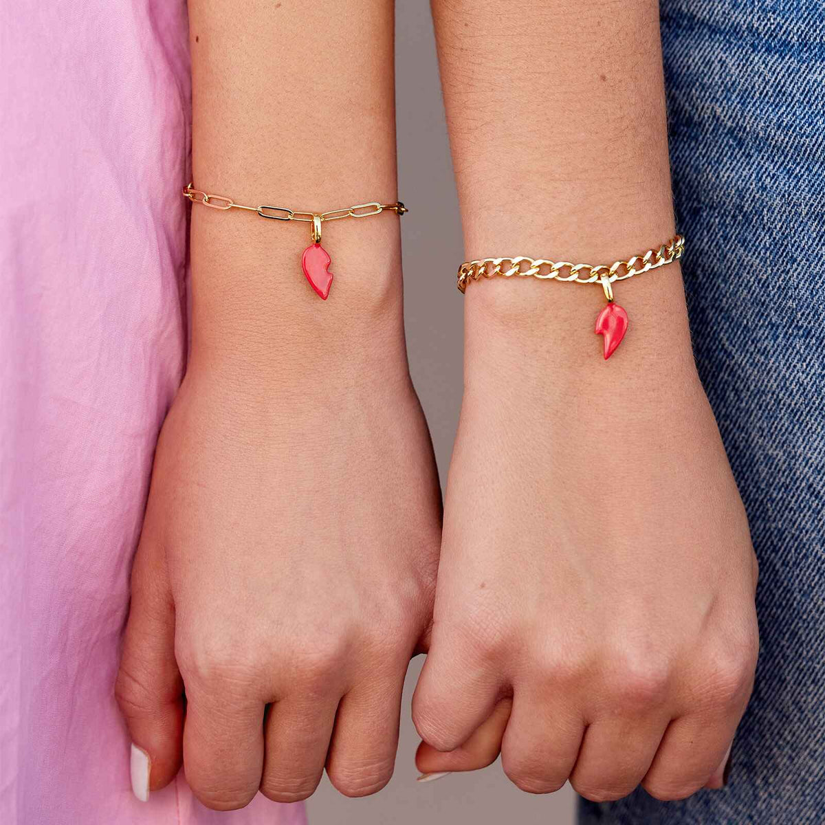 Harper Enamel BFF Heart Charm Set