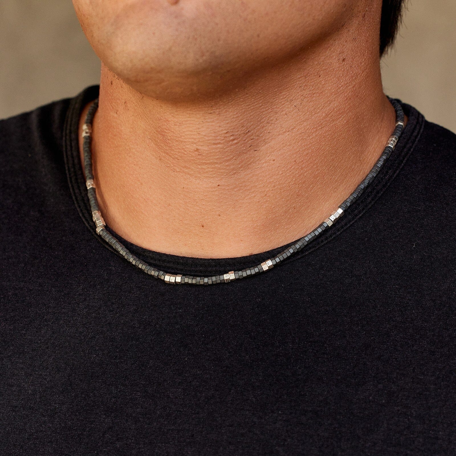 Men's Faceted Pyrite Bead Necklace