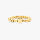 Gold Heart Bead Stretch Ring