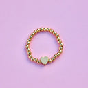 Gold Heart Bead Stretch Ring