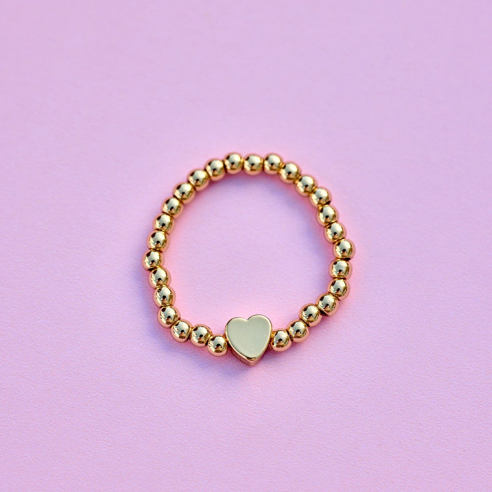 Gold Heart Bead Stretch Ring