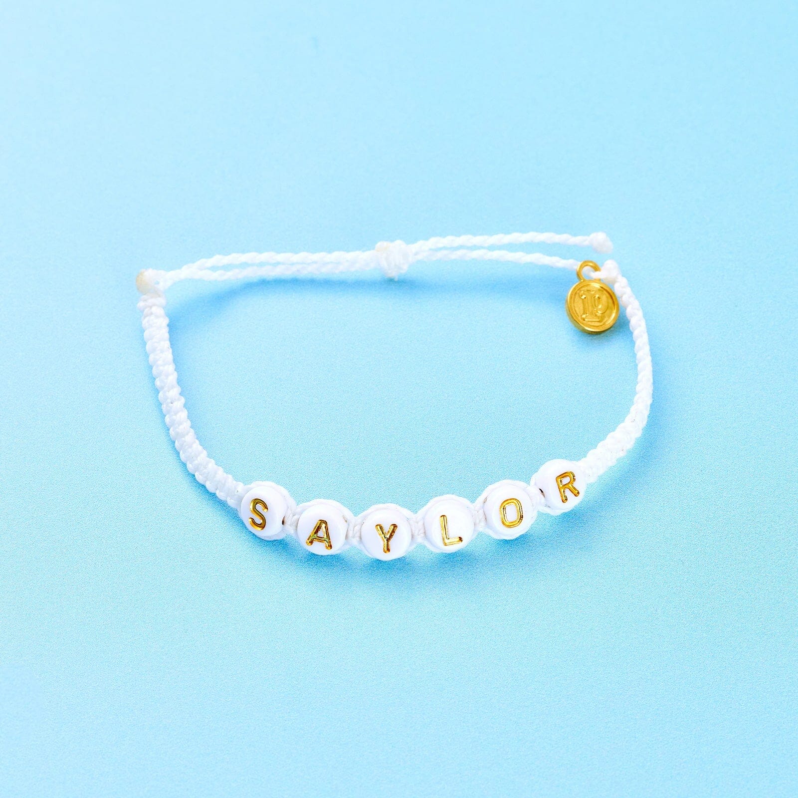 White Alphabet Bead Bracelet