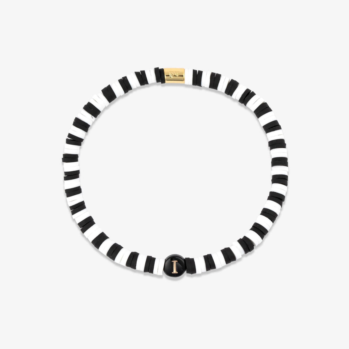 Black and White Alphabet Stretch Bracelet