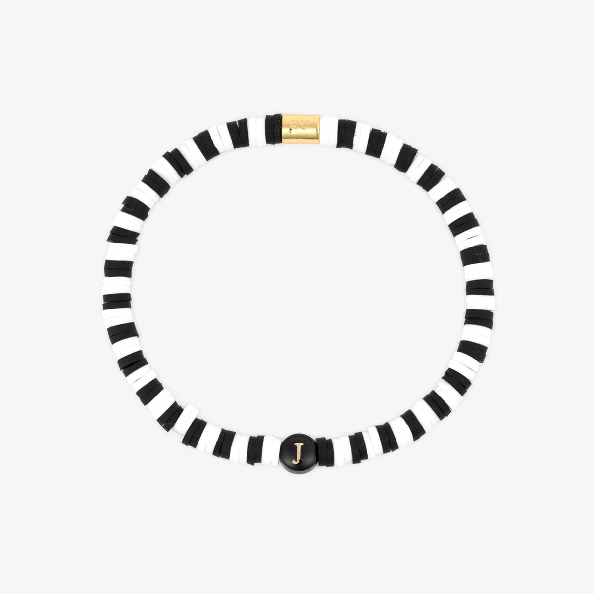 Black and White Alphabet Stretch Bracelet