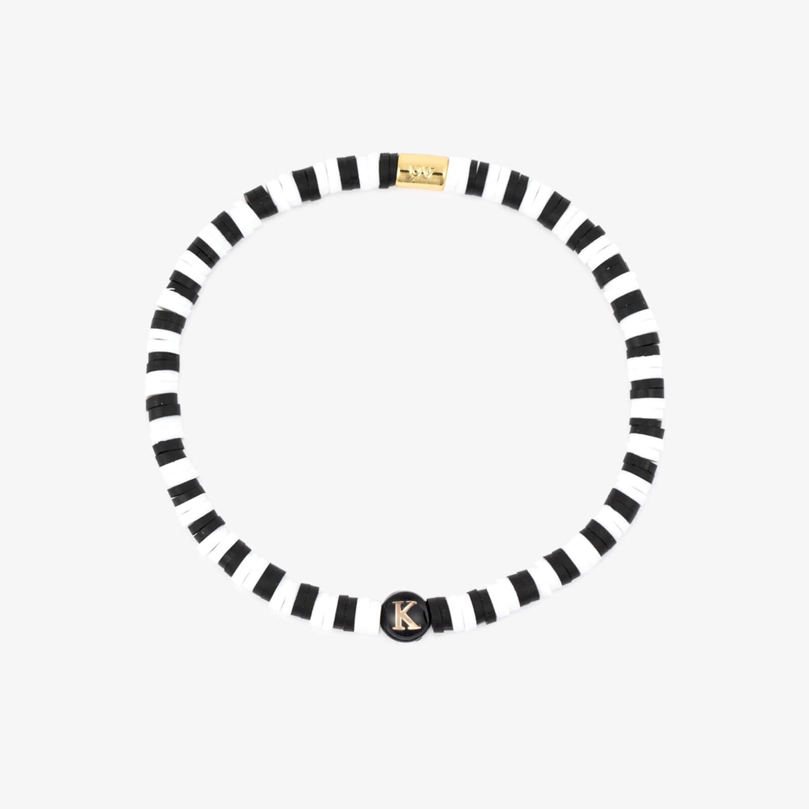 Black and White Alphabet Stretch Bracelet