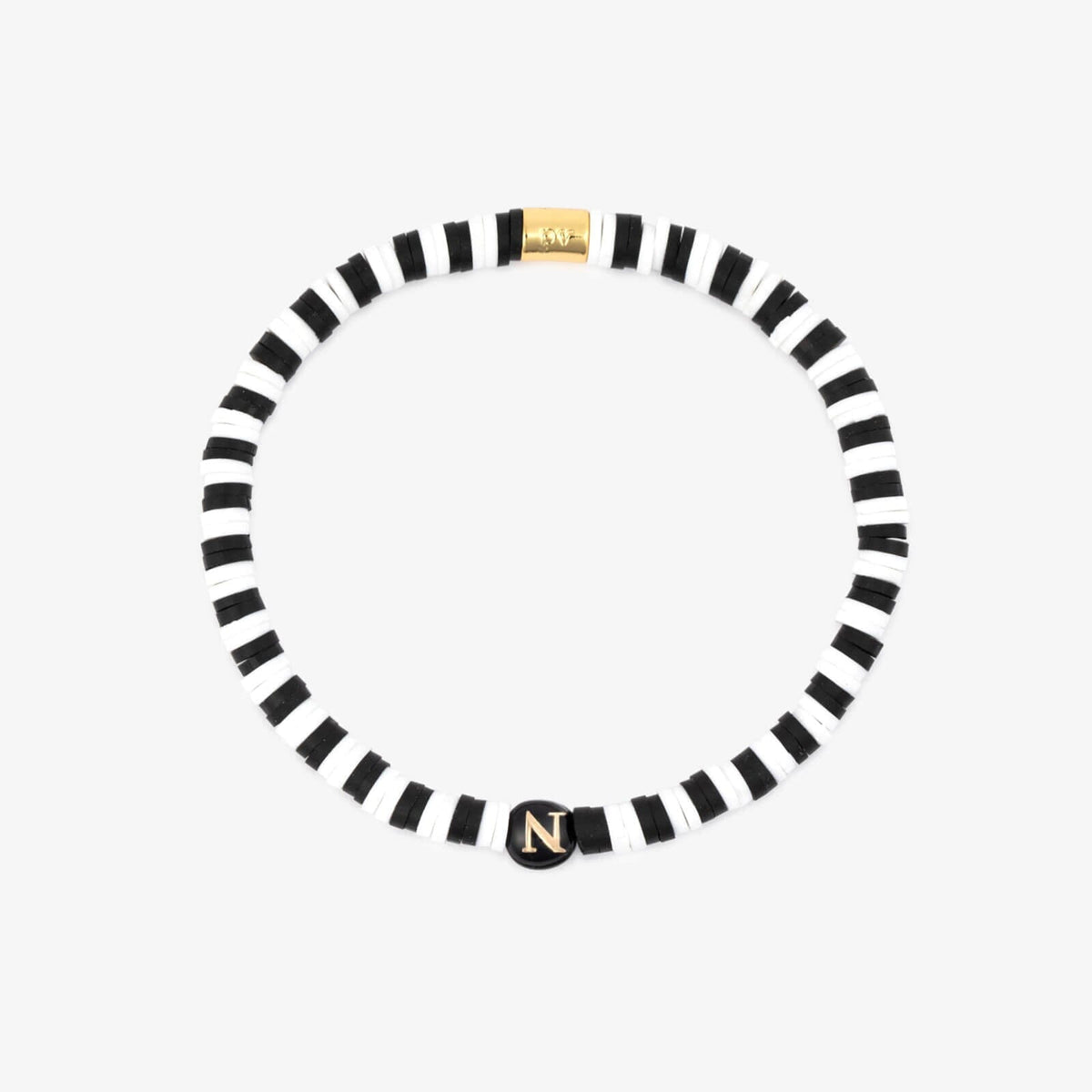 Black and White Alphabet Stretch Bracelet