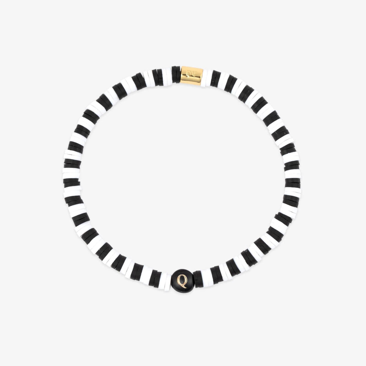 Black and White Alphabet Stretch Bracelet