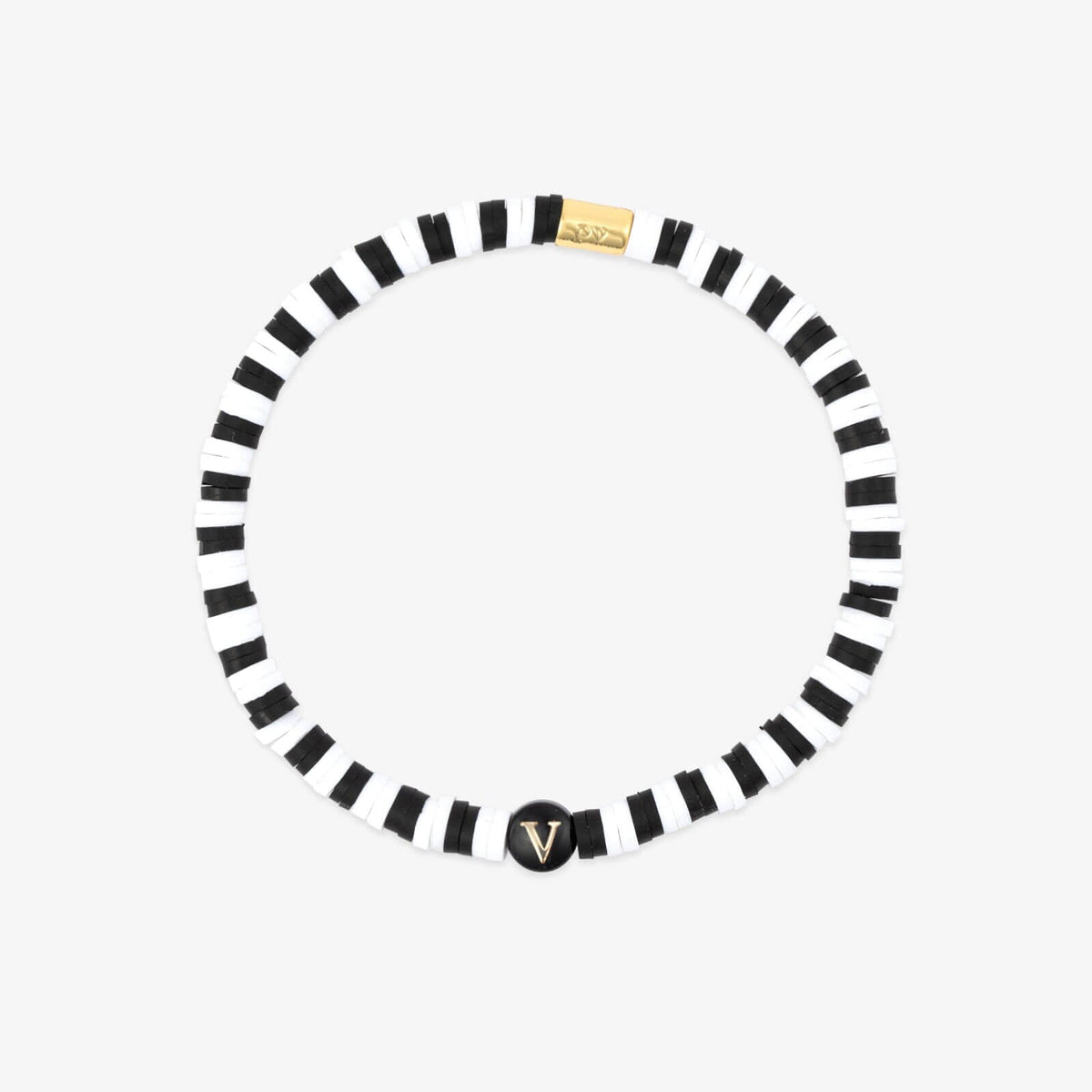Black and White Alphabet Stretch Bracelet