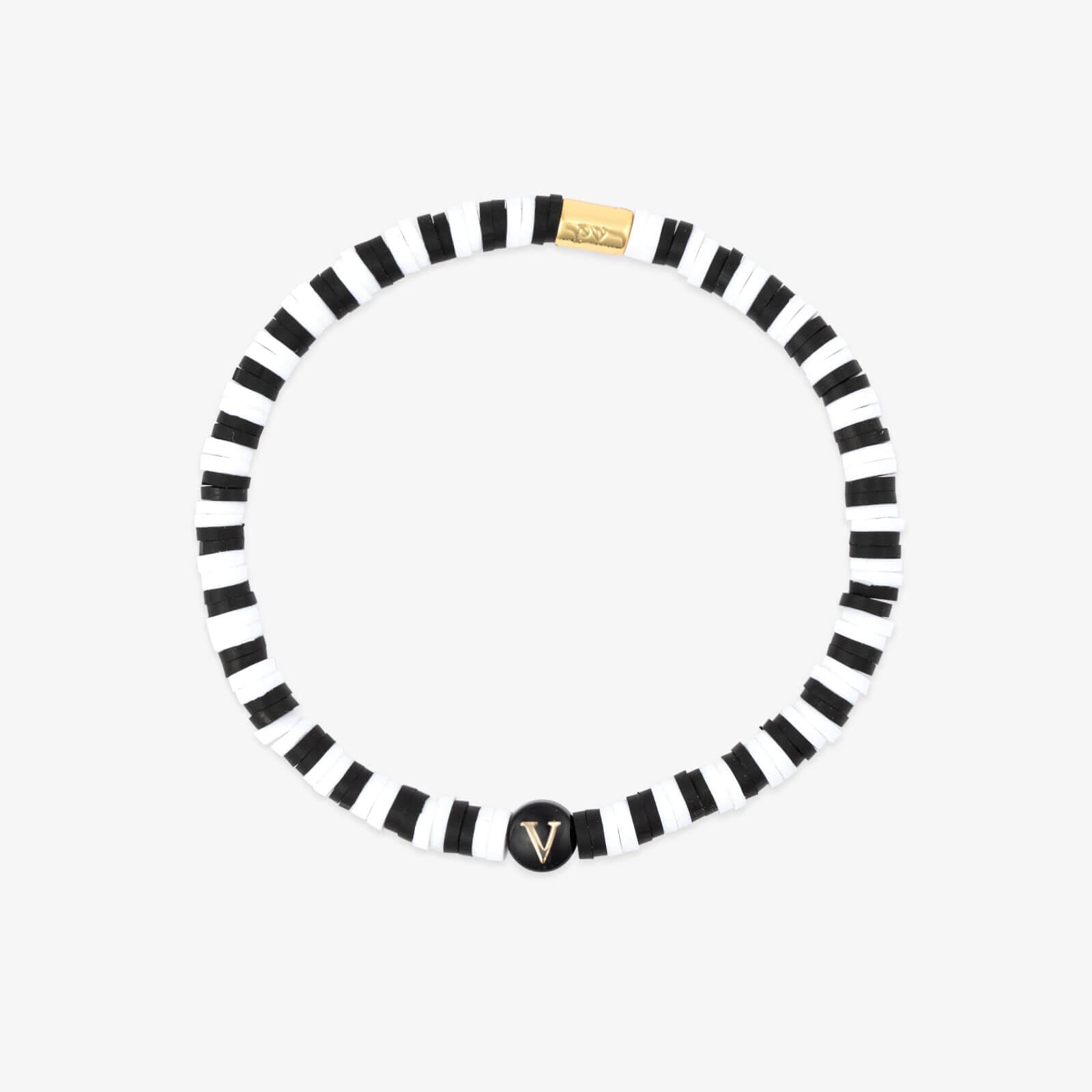 Black and White Alphabet Stretch Bracelet