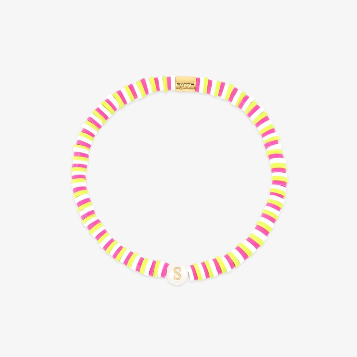 Raspberry Alphabet Stretch Bracelet