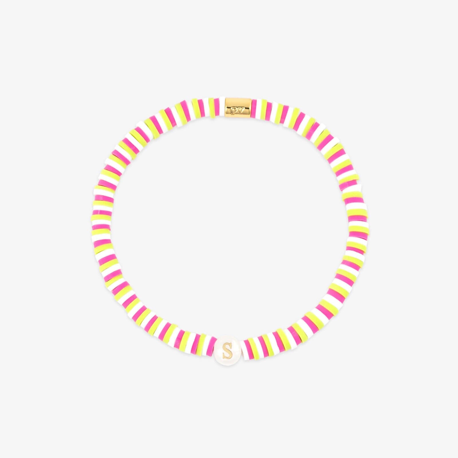 Raspberry Alphabet Stretch Bracelet