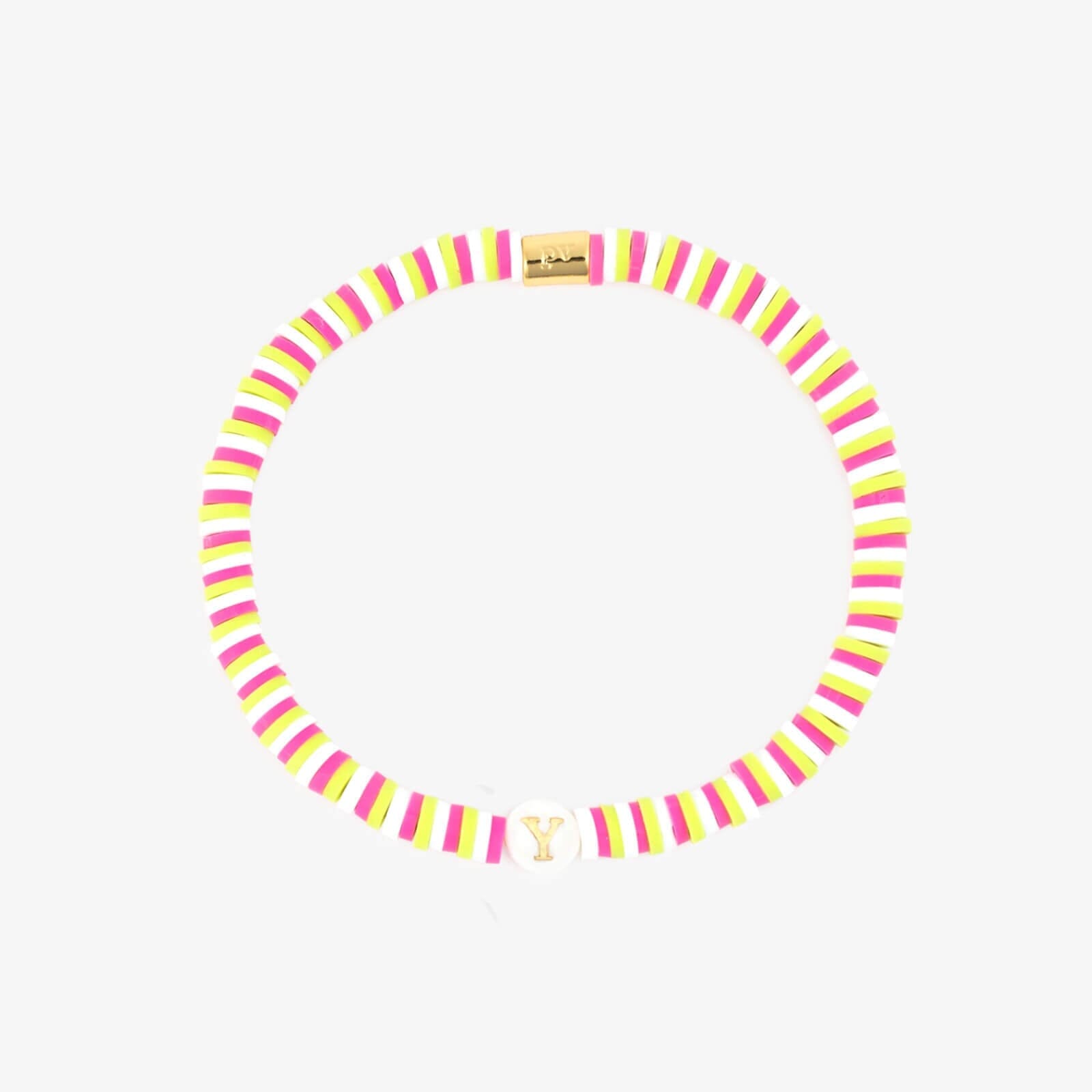 Raspberry Alphabet Stretch Bracelet