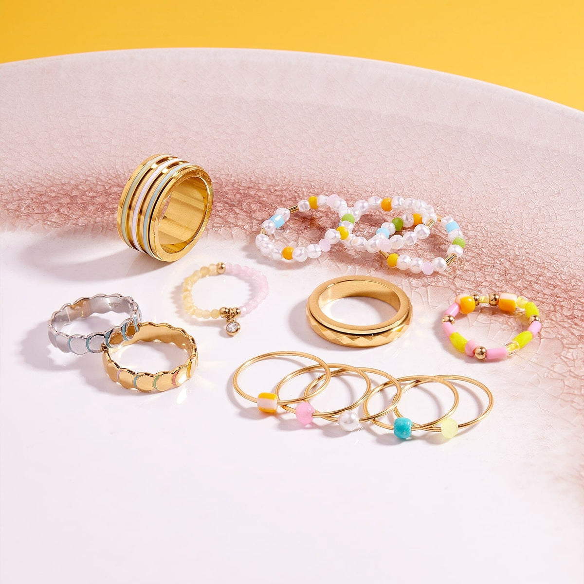 Pippa Pearl Stretch Ring 3 Pack