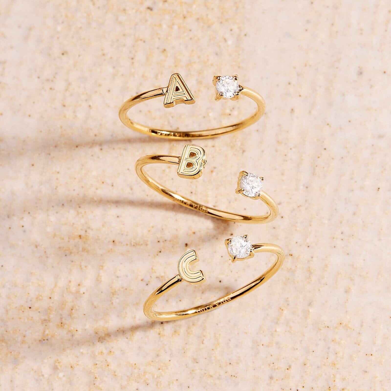 Initial Stone Open Ring