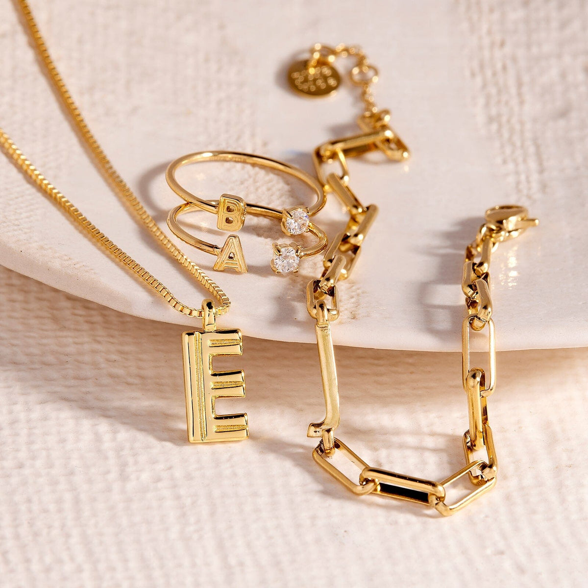 Initial Stone Open Ring