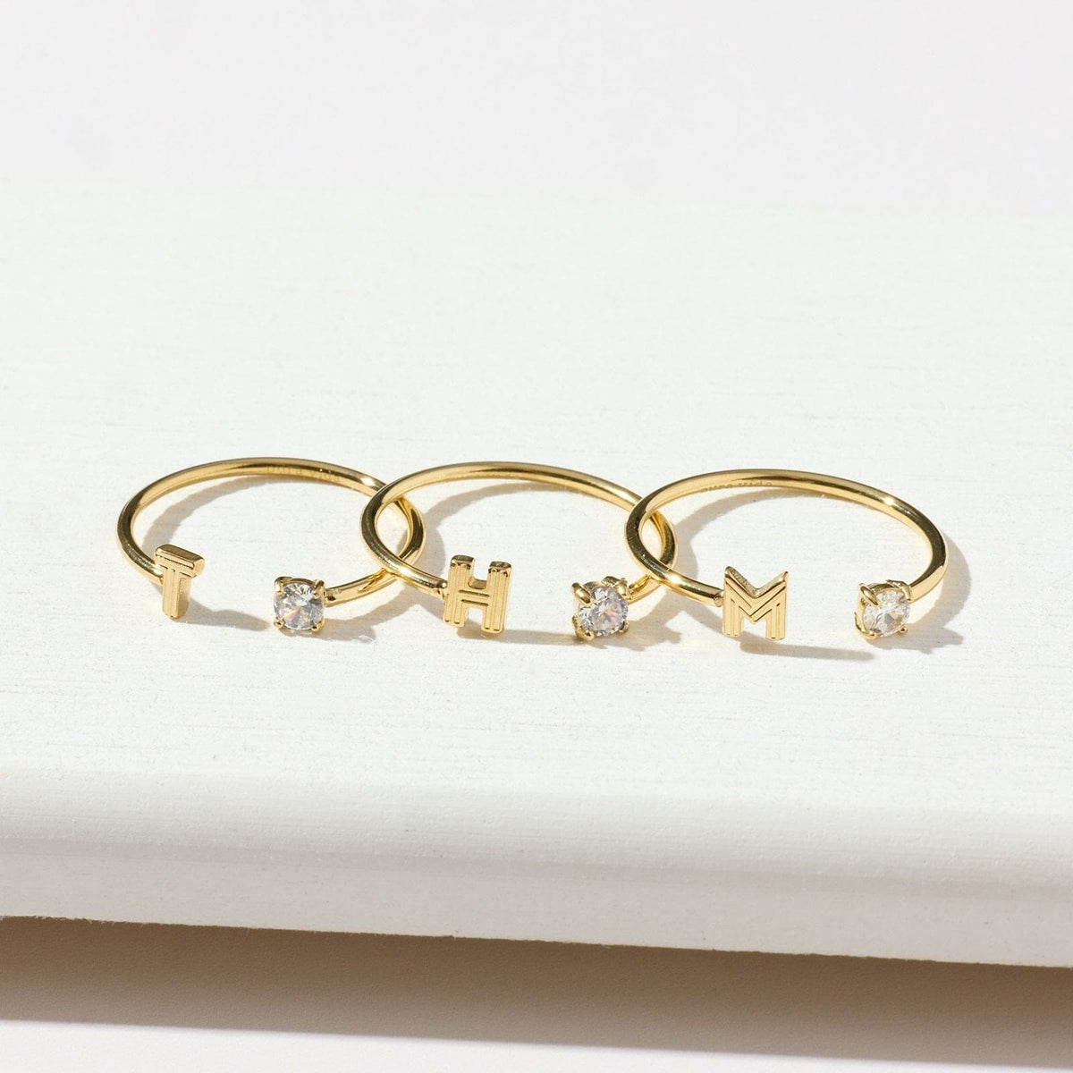 Initial Stone Open Ring