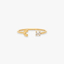 Initial Stone Open Ring