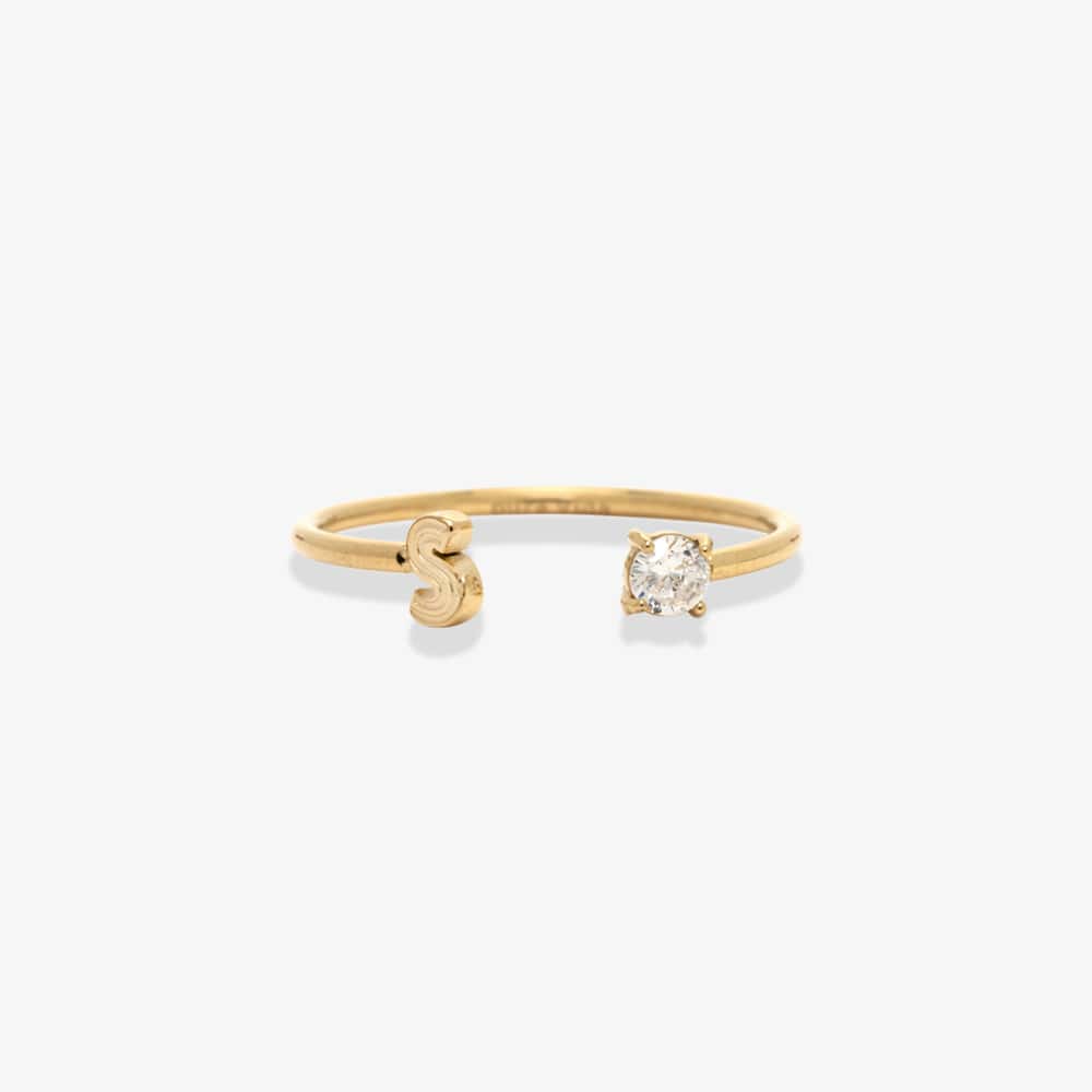 Initial Stone Open Ring