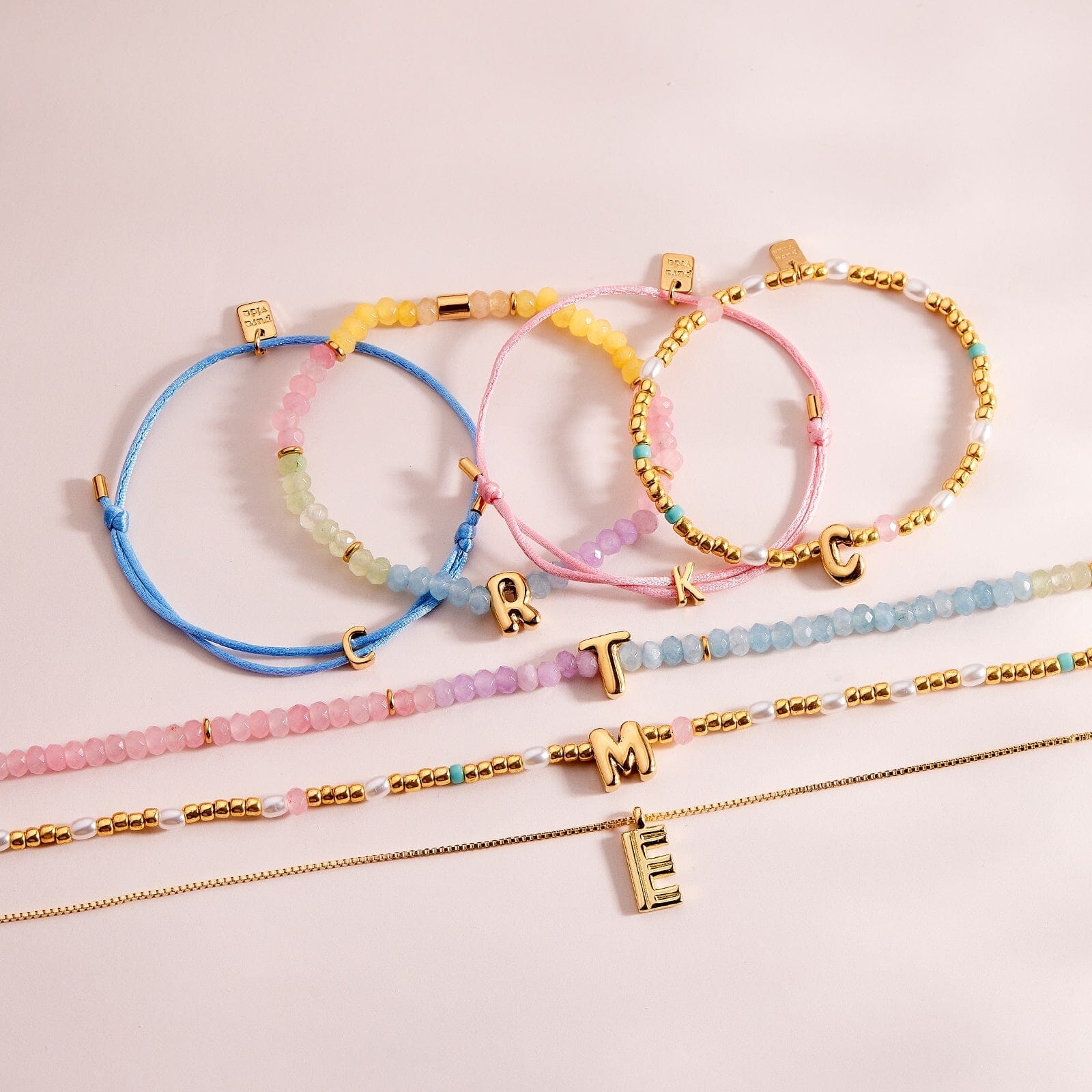 Initial Pearl & Seed Bead Stretch Bracelet