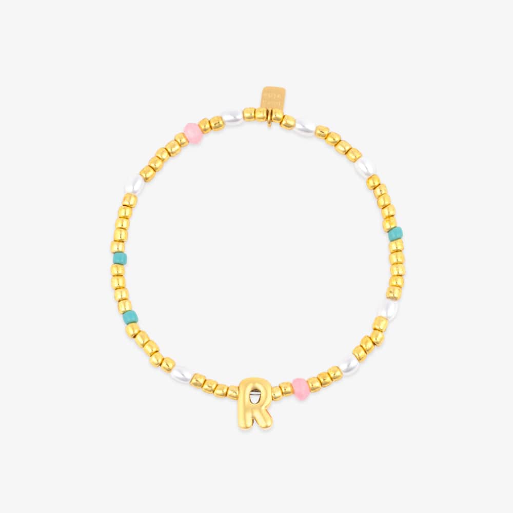 Initial Pearl & Seed Bead Stretch Bracelet