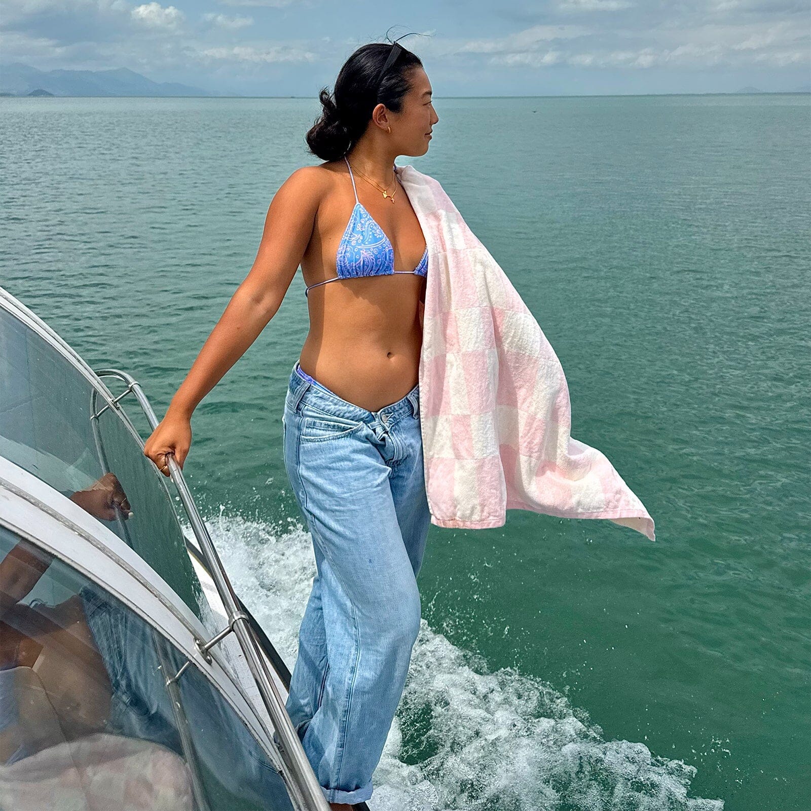 Pink & White Checkerboard Towel