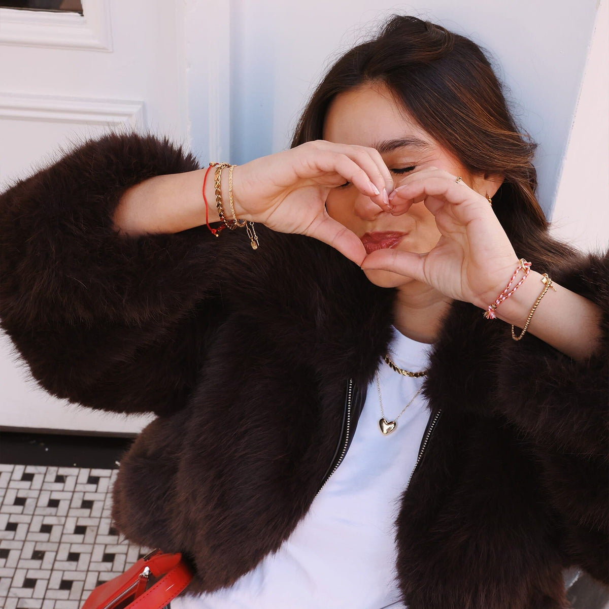 Puffy Heart Bead Pendant Necklace