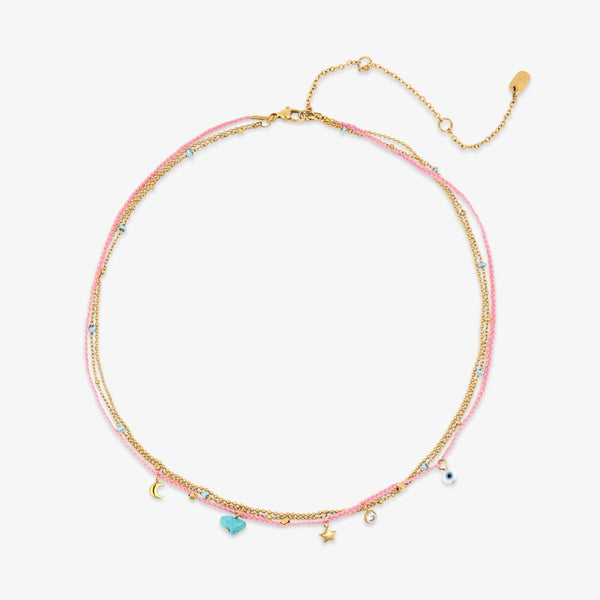 String and Chain Layered Necklace