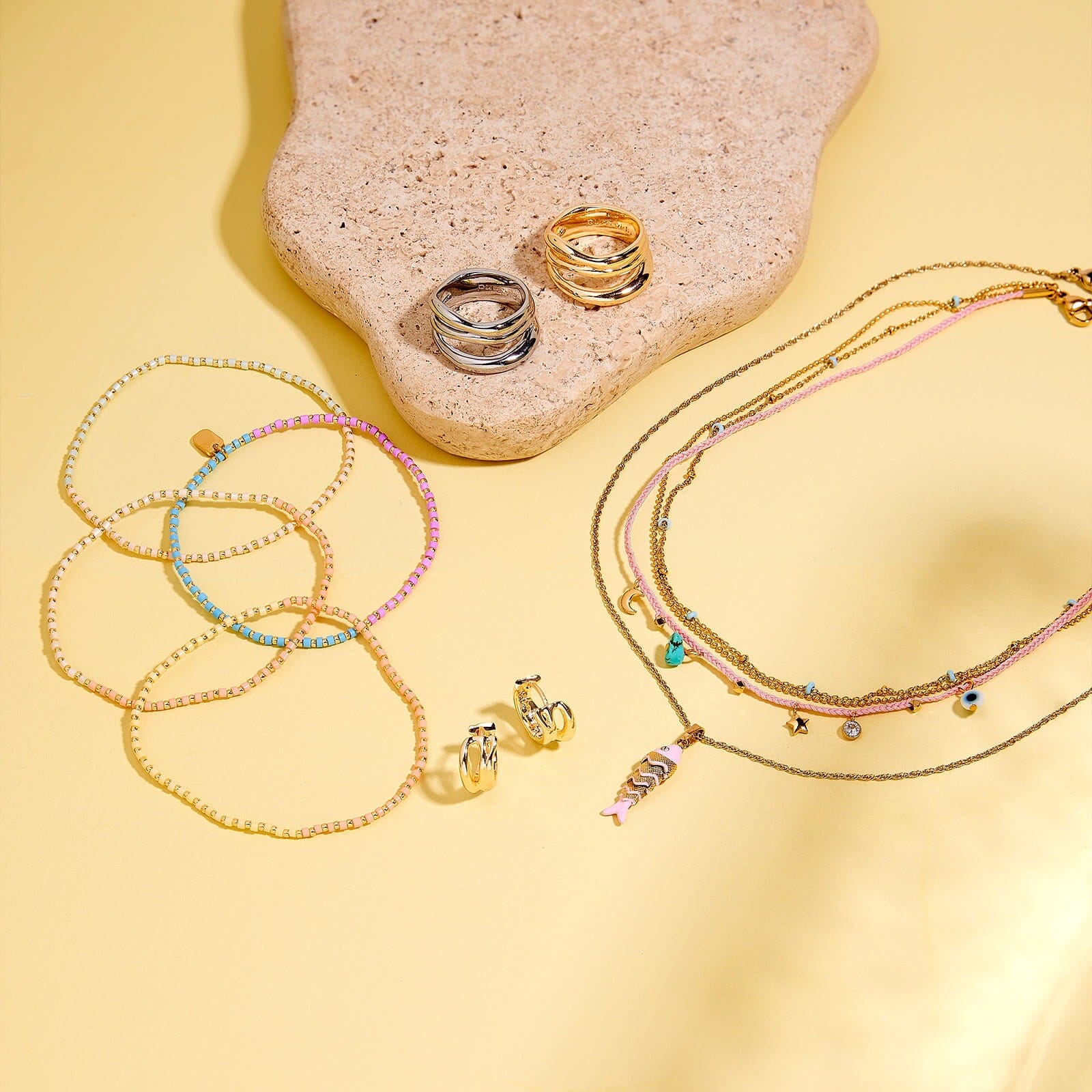 String and Chain Layered Necklace