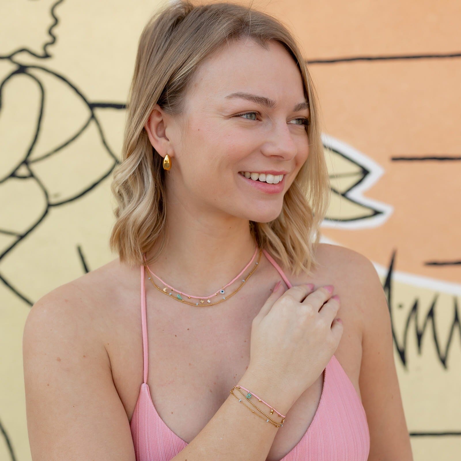 String and Chain Layered Necklace