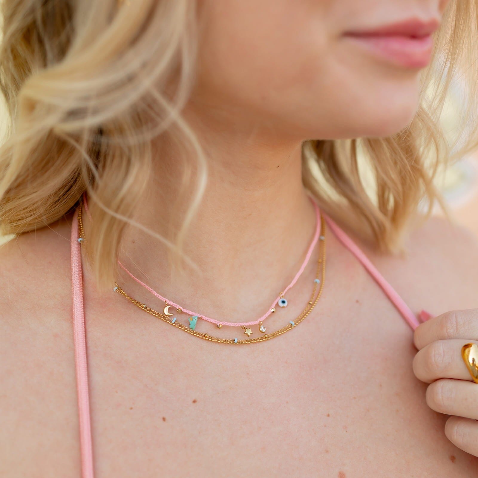 String and Chain Layered Necklace