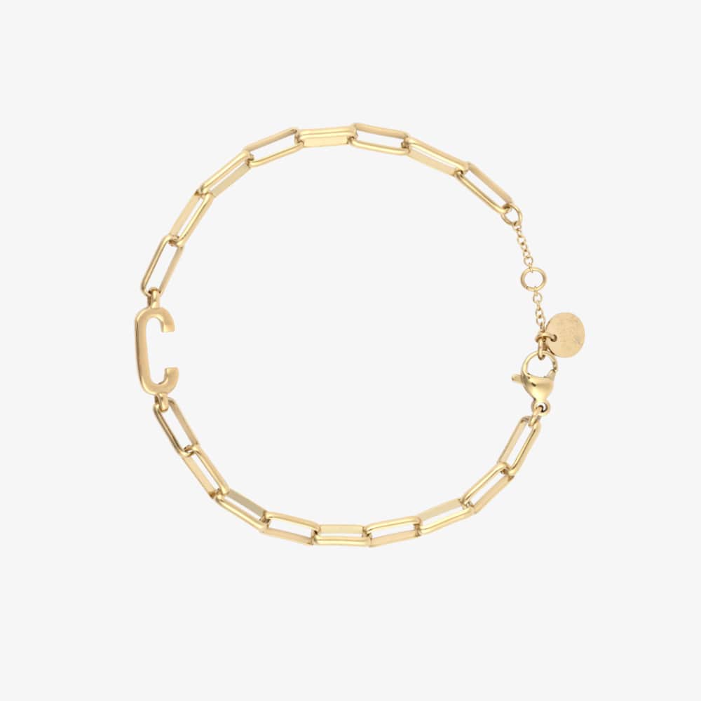 Initial Paperclip Chain Bracelet