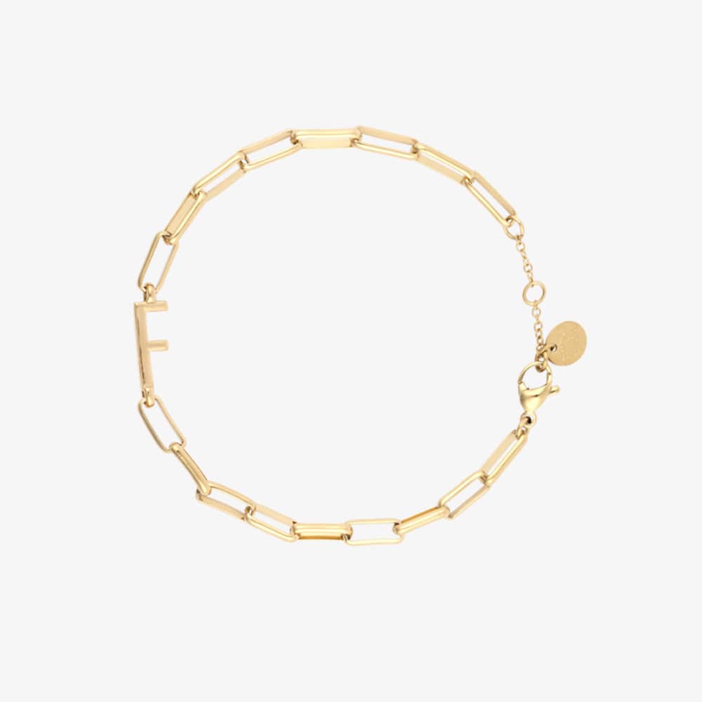 Initial Paperclip Chain Bracelet
