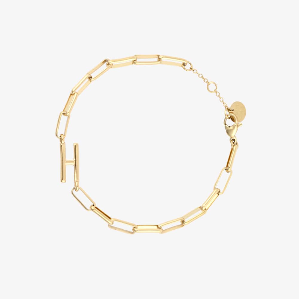 Initial Paperclip Chain Bracelet