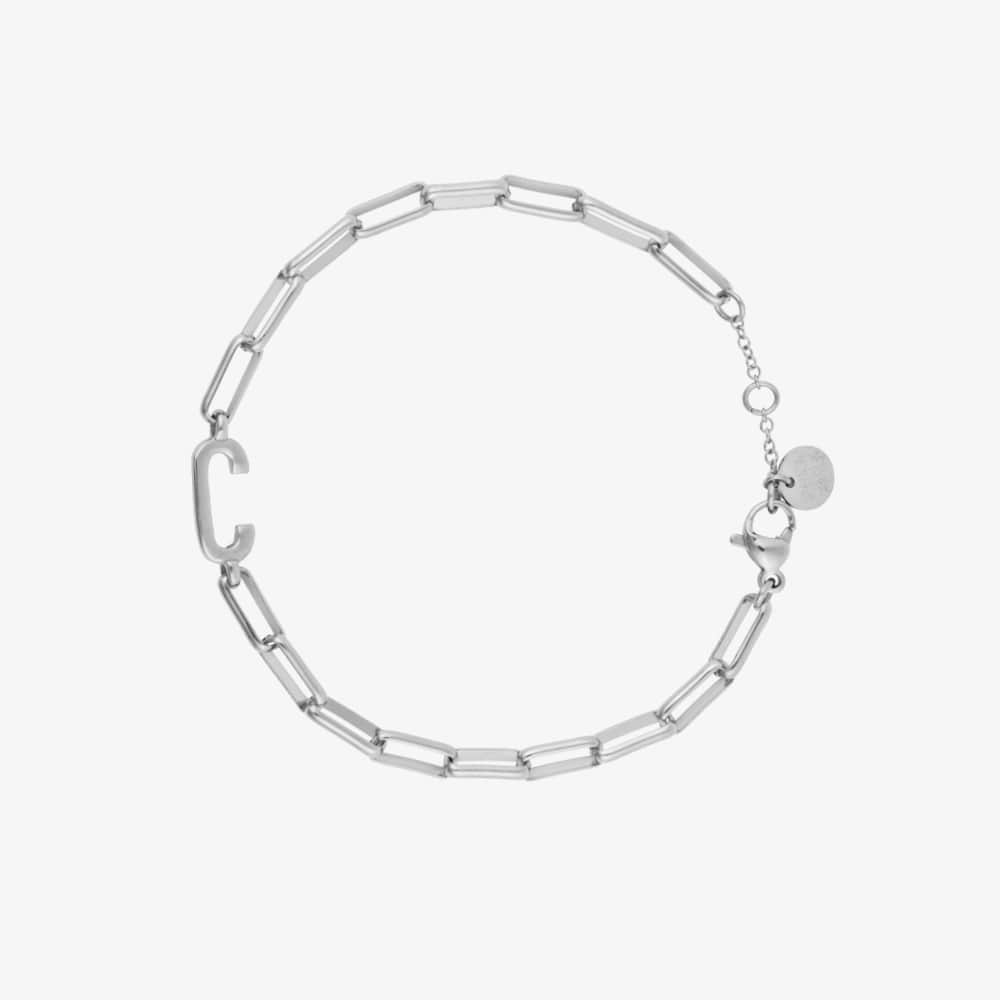 Initial Paperclip Chain Bracelet