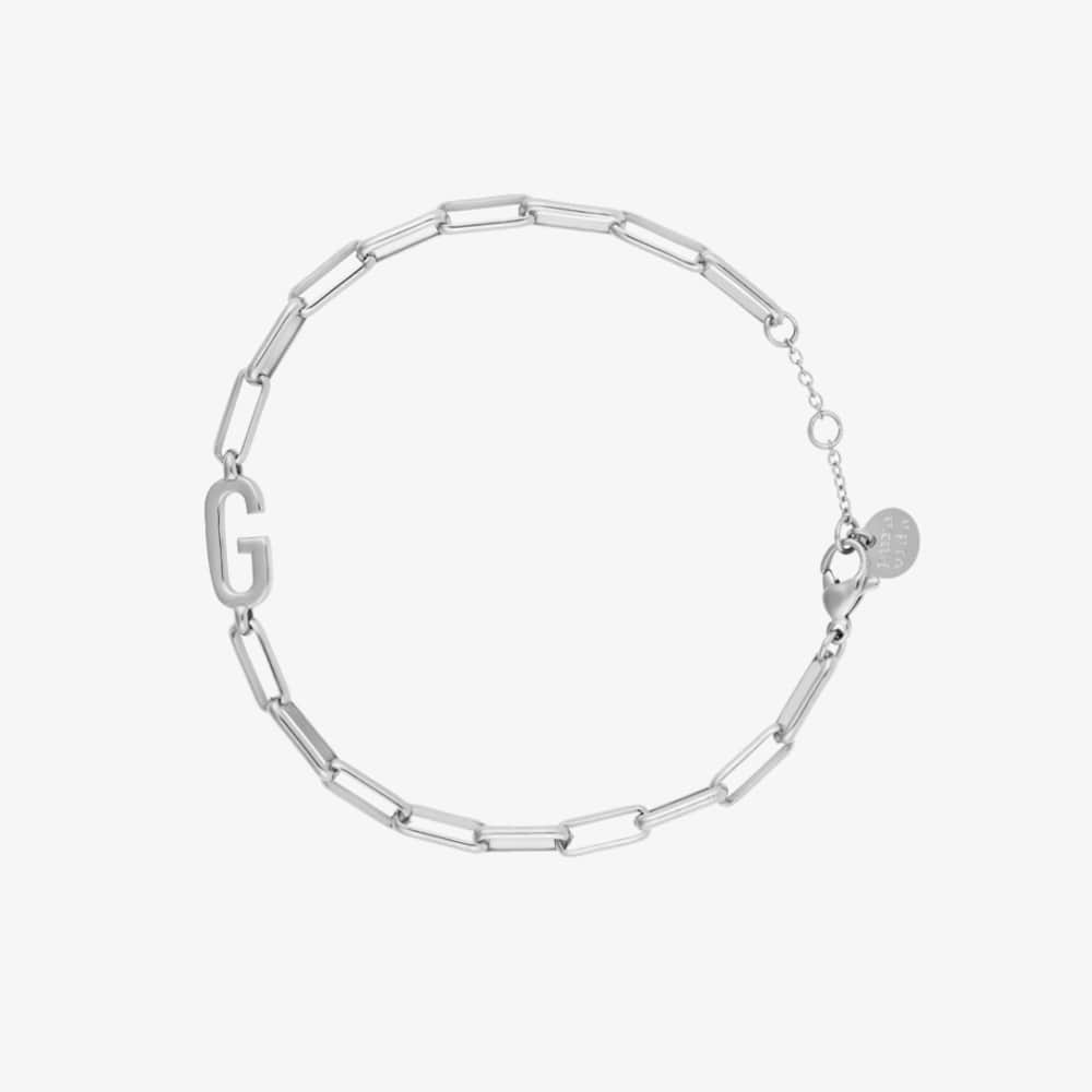 Initial Paperclip Chain Bracelet