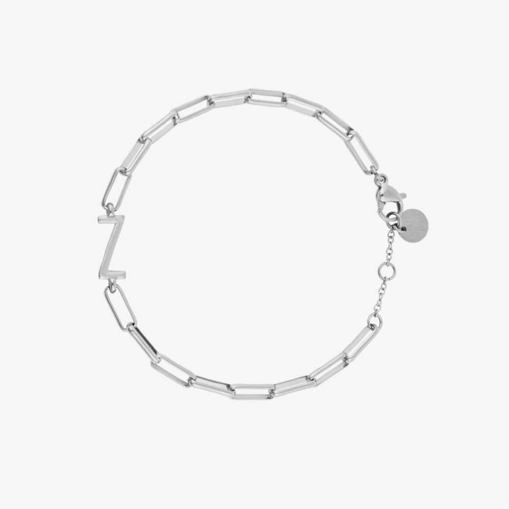 Initial Paperclip Chain Bracelet