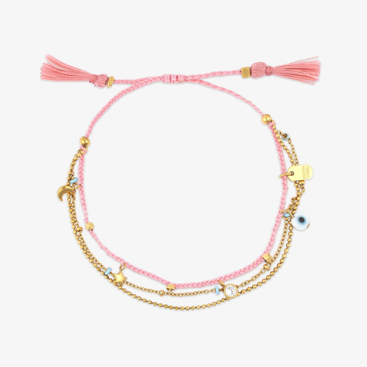 String and Chain Layered Bracelet