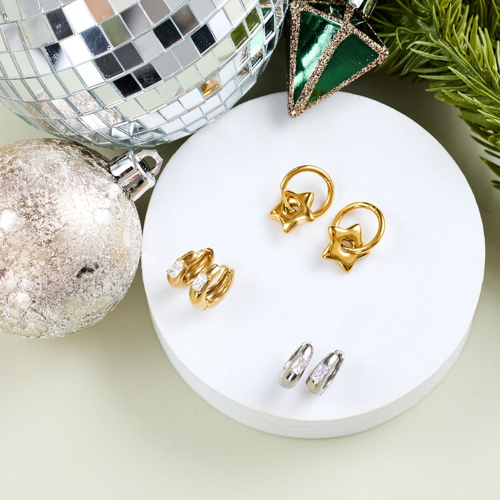 Puffy Star Hoop Earrings