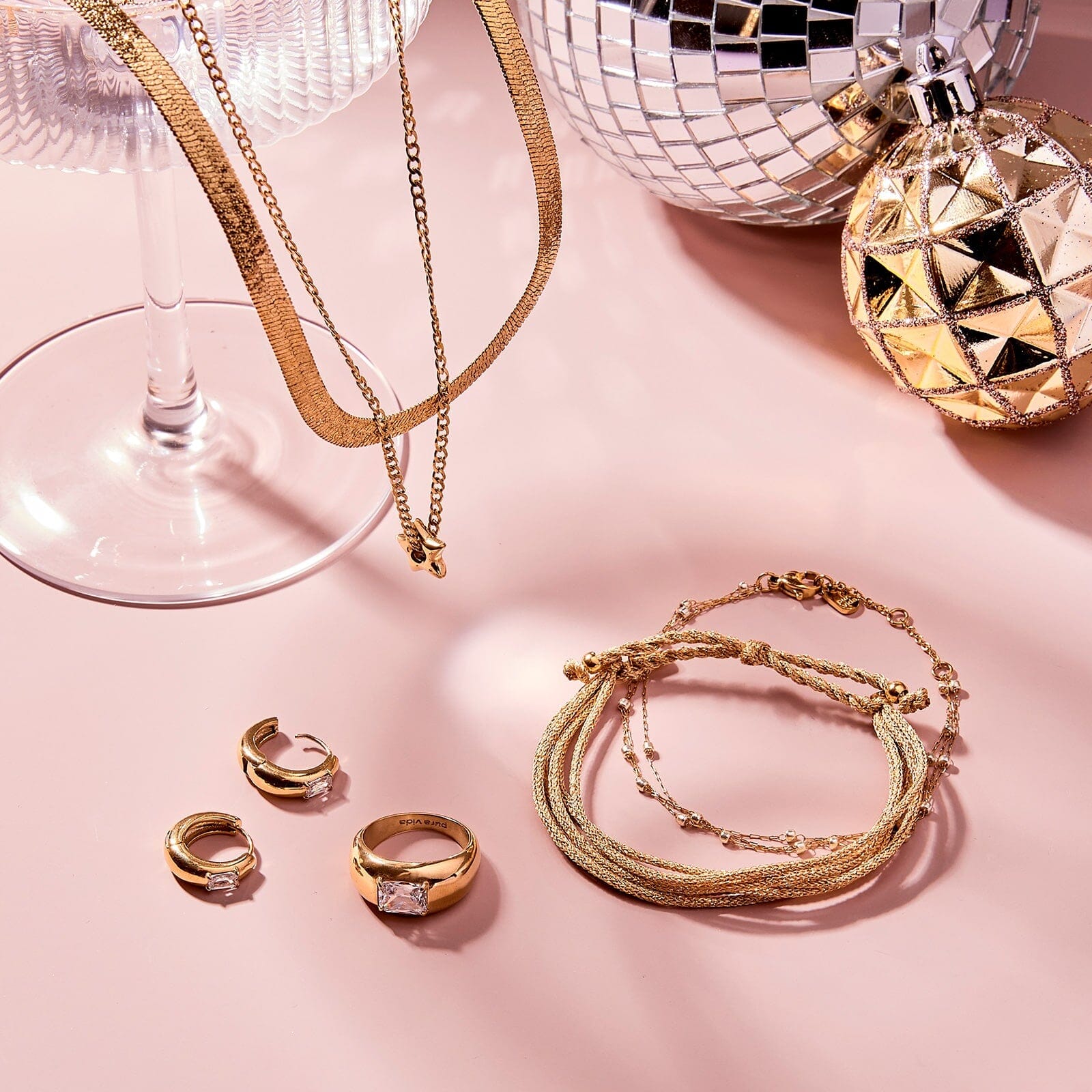 Dome With Stone Hoop Earrings