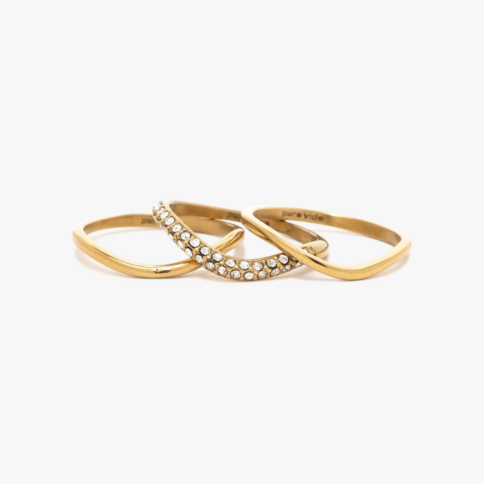 Wavy Pavé Ring Stack