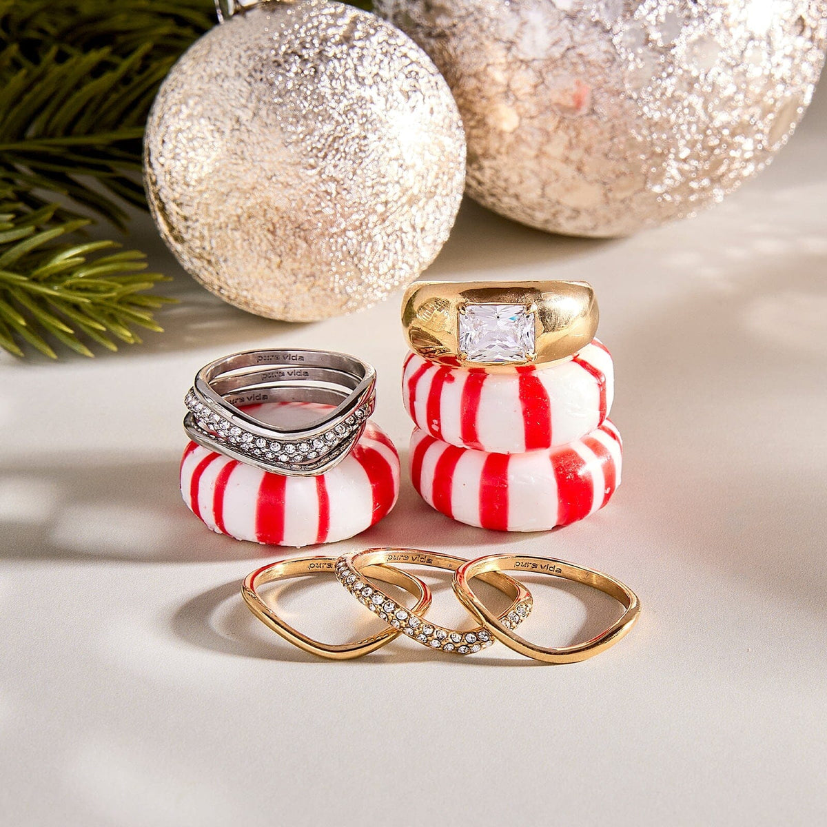 Wavy Pavé Ring Stack