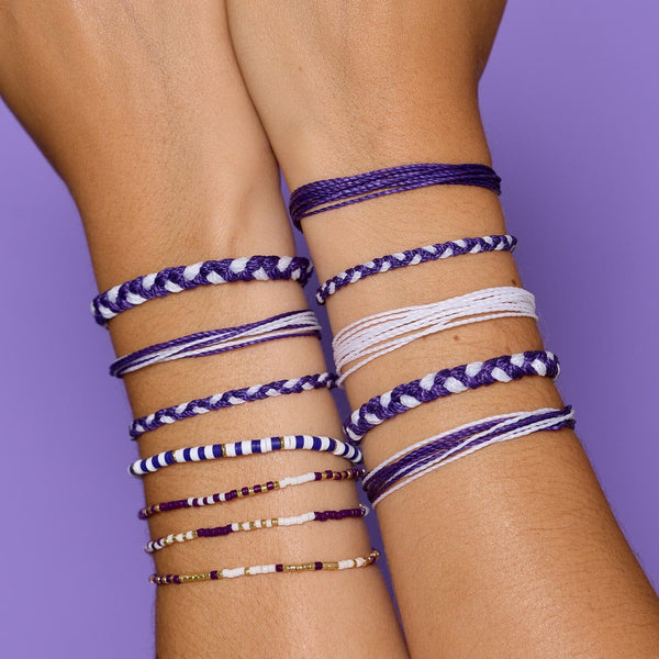 Purple & White Stretch Bracelet