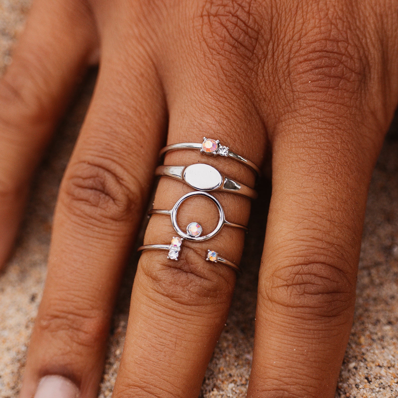 Crystal Sky Ring Stack